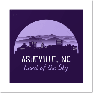 Asheville Cityscape Mountains - Land of the Sky - PurpleG 07 Posters and Art